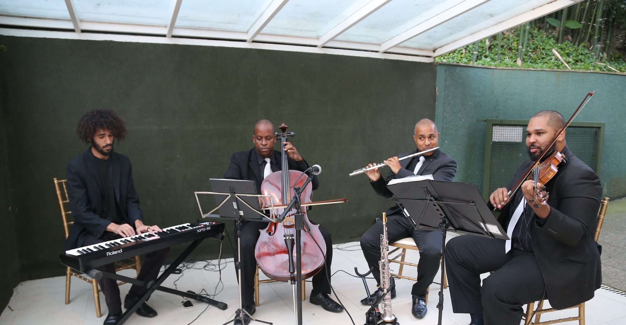 Cerimônia de casamento com o quarteto instrumental da Sunset Jazz ao vivo